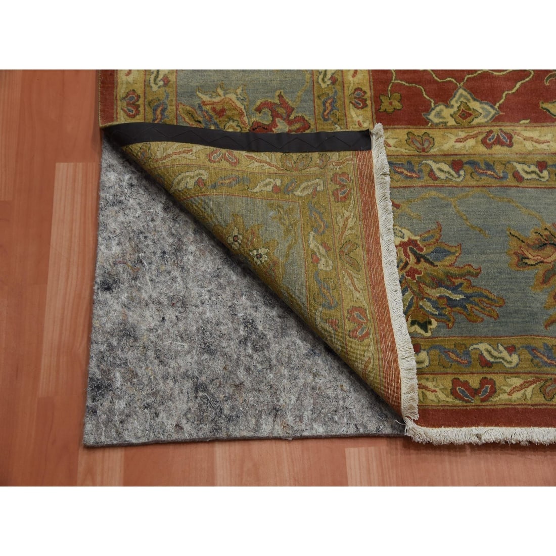 Red, Antiqued Persian, 250 KPSI, 100% Wool Hand Knotted Oversized Rug - 4