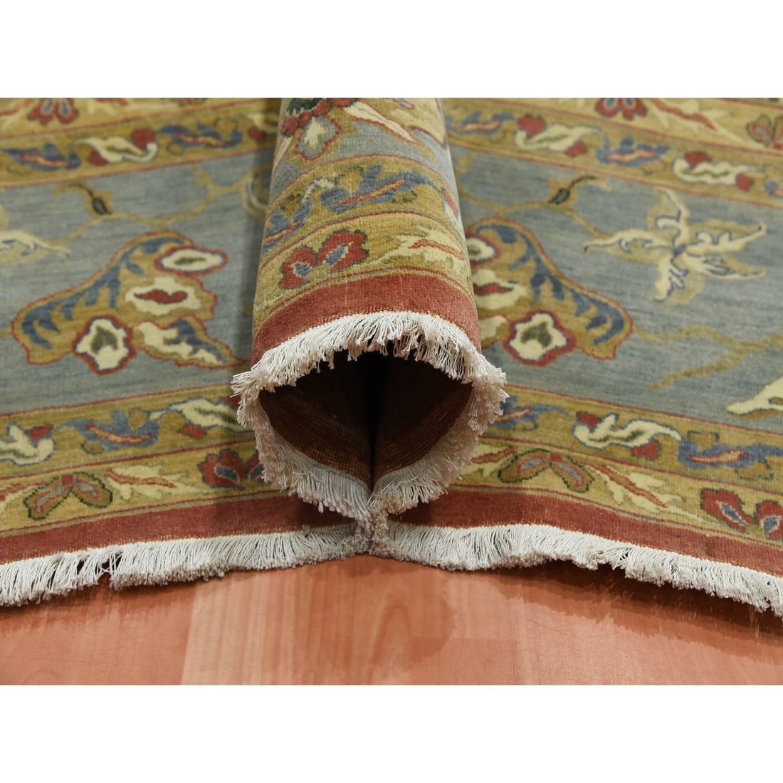 Red, Antiqued Persian, 250 KPSI, 100% Wool Hand Knotted Oversized Rug - 5