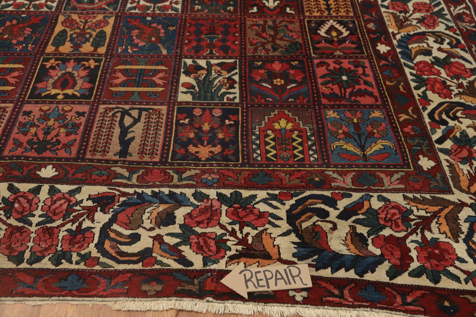 Antique Vegetable Dye Bakhtiari Persian Large Rug 11x17 - 12