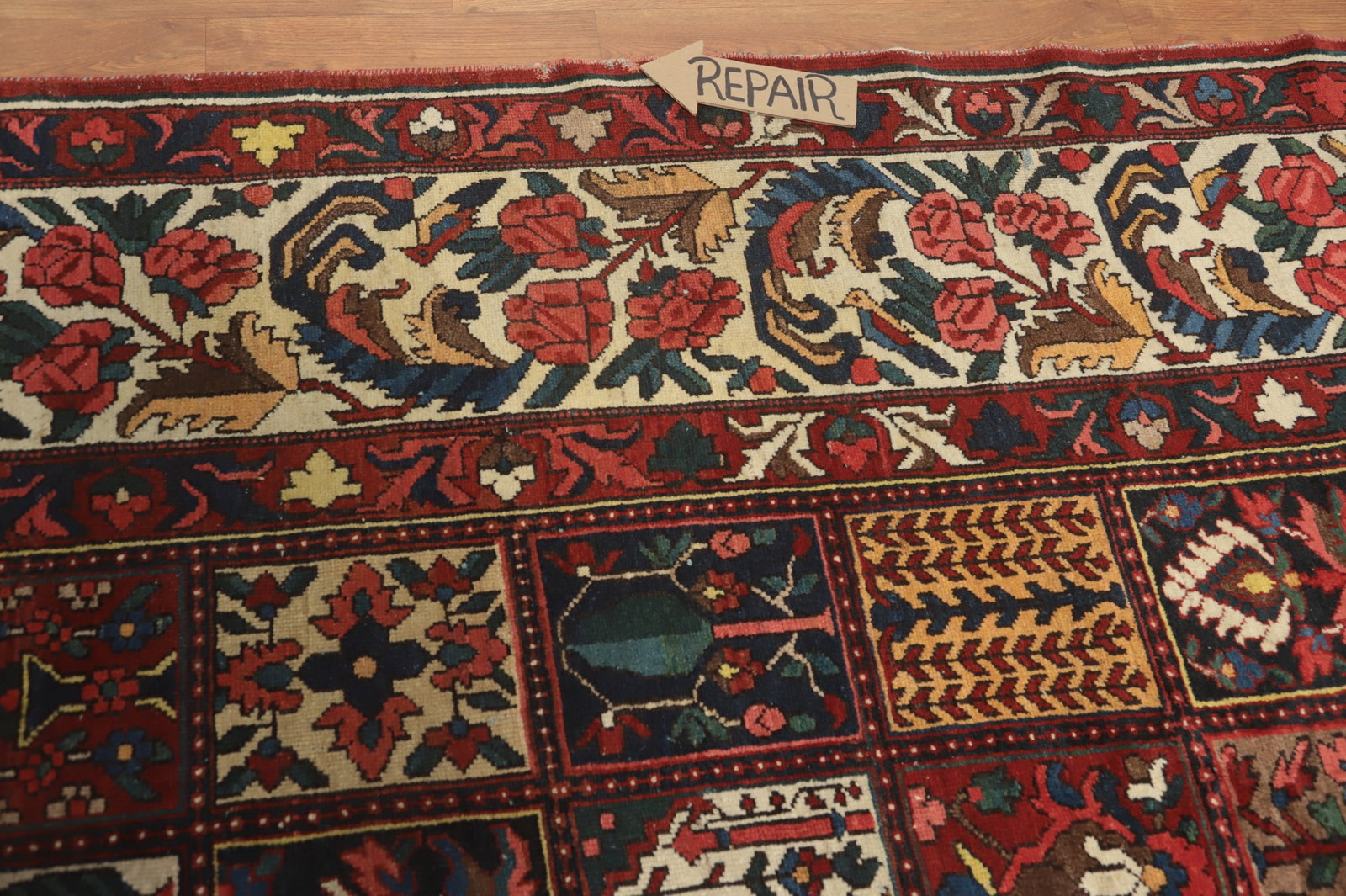Antique Vegetable Dye Bakhtiari Persian Large Rug 11x17 - 14
