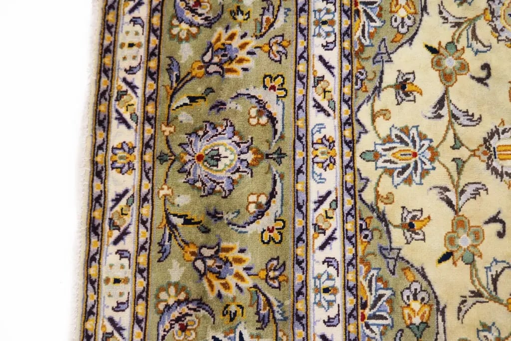 Vintage Beige Traditional 8X11 Kashan Persian Rug - 5