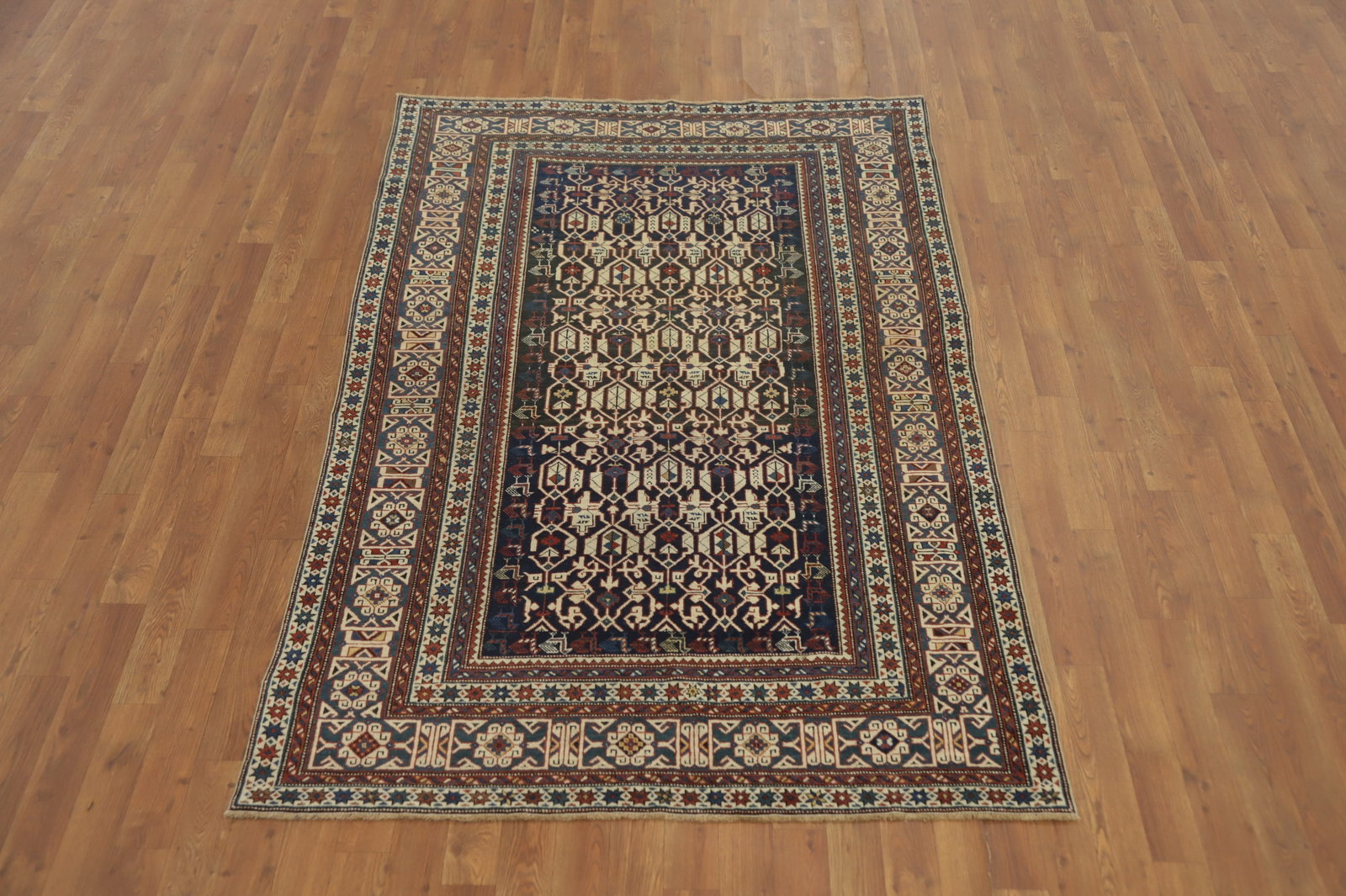 Pre-1900 Antique Kazak Vegetable Dye Rug 4x6 - 2