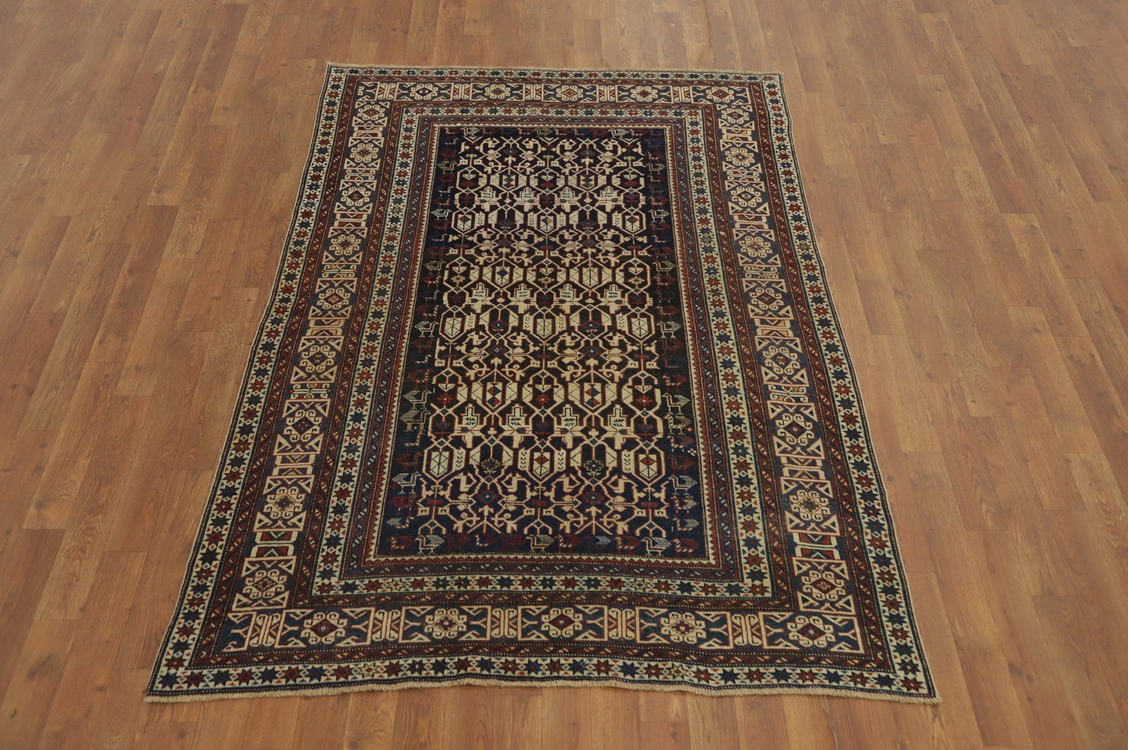 Pre-1900 Antique Kazak Vegetable Dye Rug 4x6 - 4