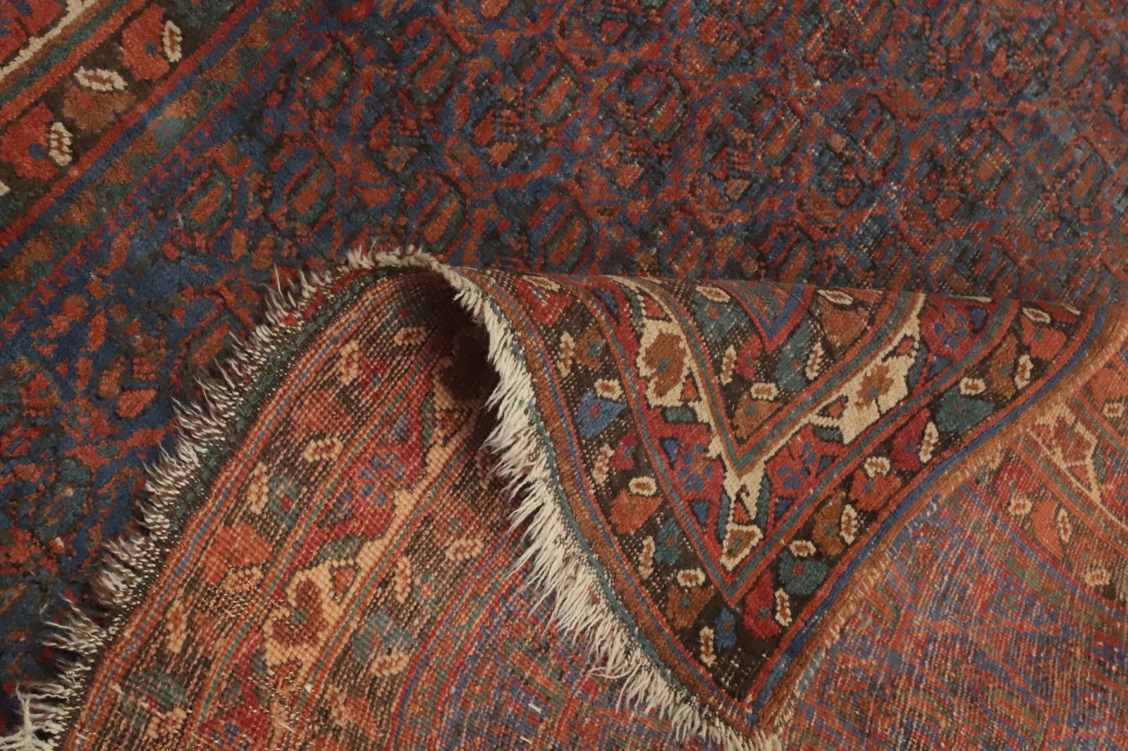 Pre-1900 Antique Vegetable Dye Bidjar Halvaei Persian Rug 4x6 - 13