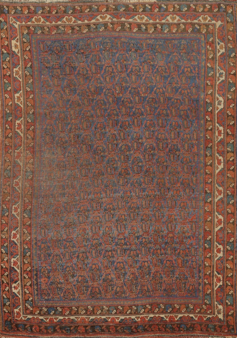 Pre-1900 Antique Vegetable Dye Bidjar Halvaei Persian Rug 4x6: Title: Pre-1900 Antique Vegetable Dye Bidjar Halvaei Persian Rug 4x6 Description:A Beautiful Genuine Iran ( Persia ) Bidjar (Halvaei) rug is Hand Knotted by skillful weavers in Iran ( Per