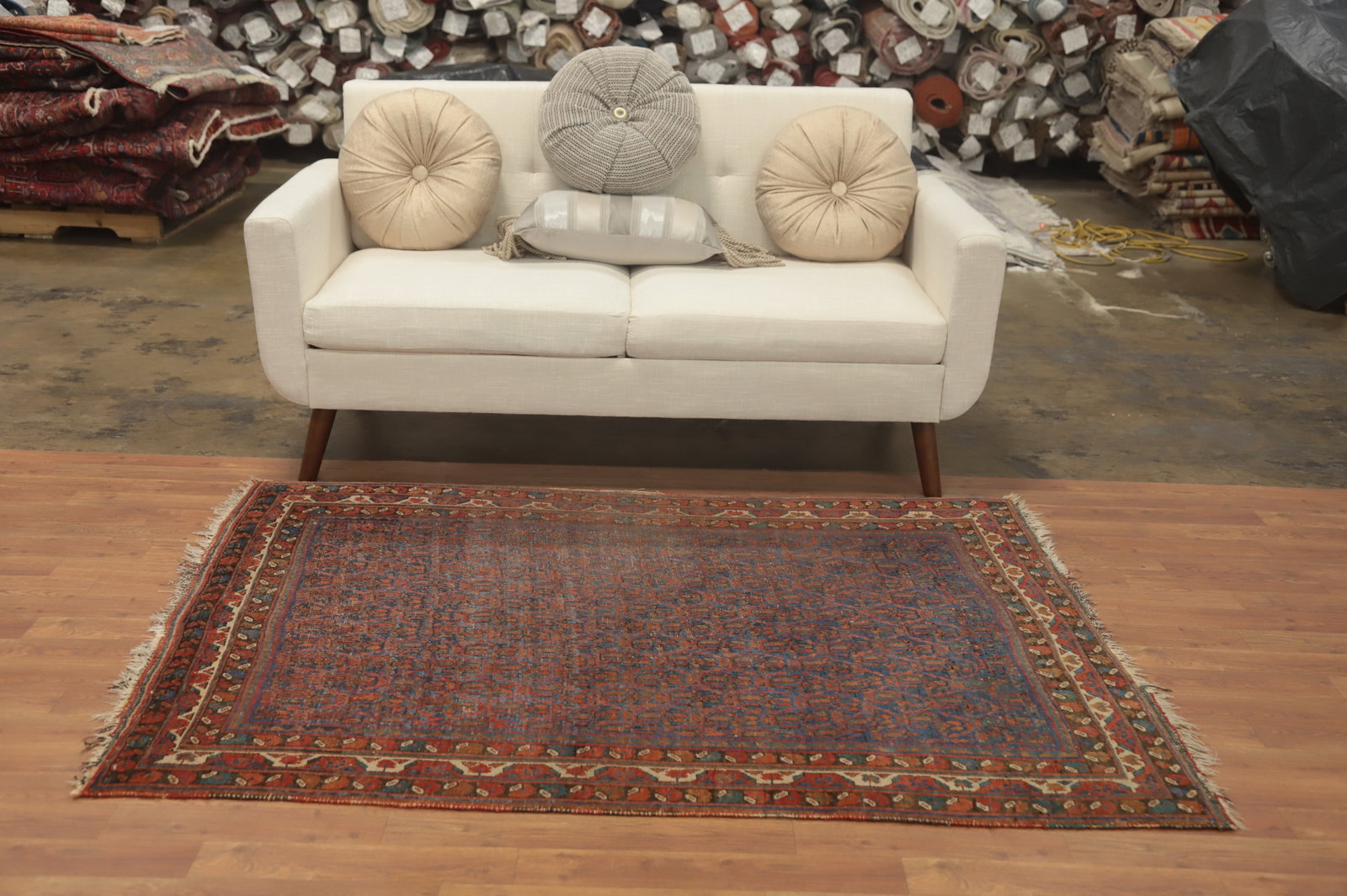 Pre-1900 Antique Vegetable Dye Bidjar Halvaei Persian Rug 4x6 - 3