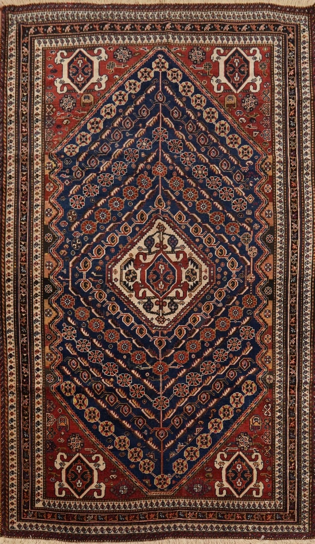 Antique Vegetable Dye Qashqai Persian Area Rug 5x9 (1 of 16)