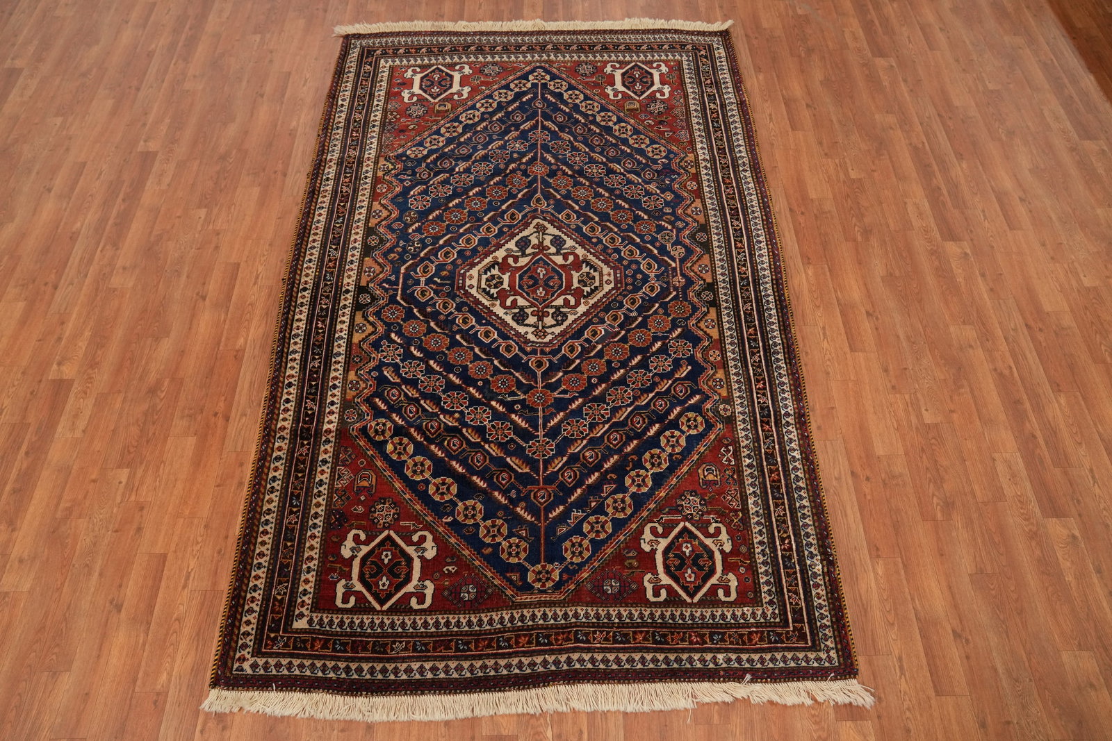 Antique Vegetable Dye Qashqai Persian Area Rug 5x9 - 2