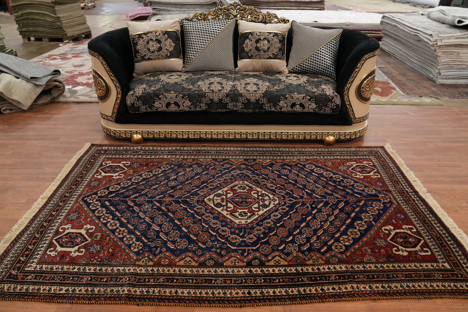 Antique Vegetable Dye Qashqai Persian Area Rug 5x9 - 3