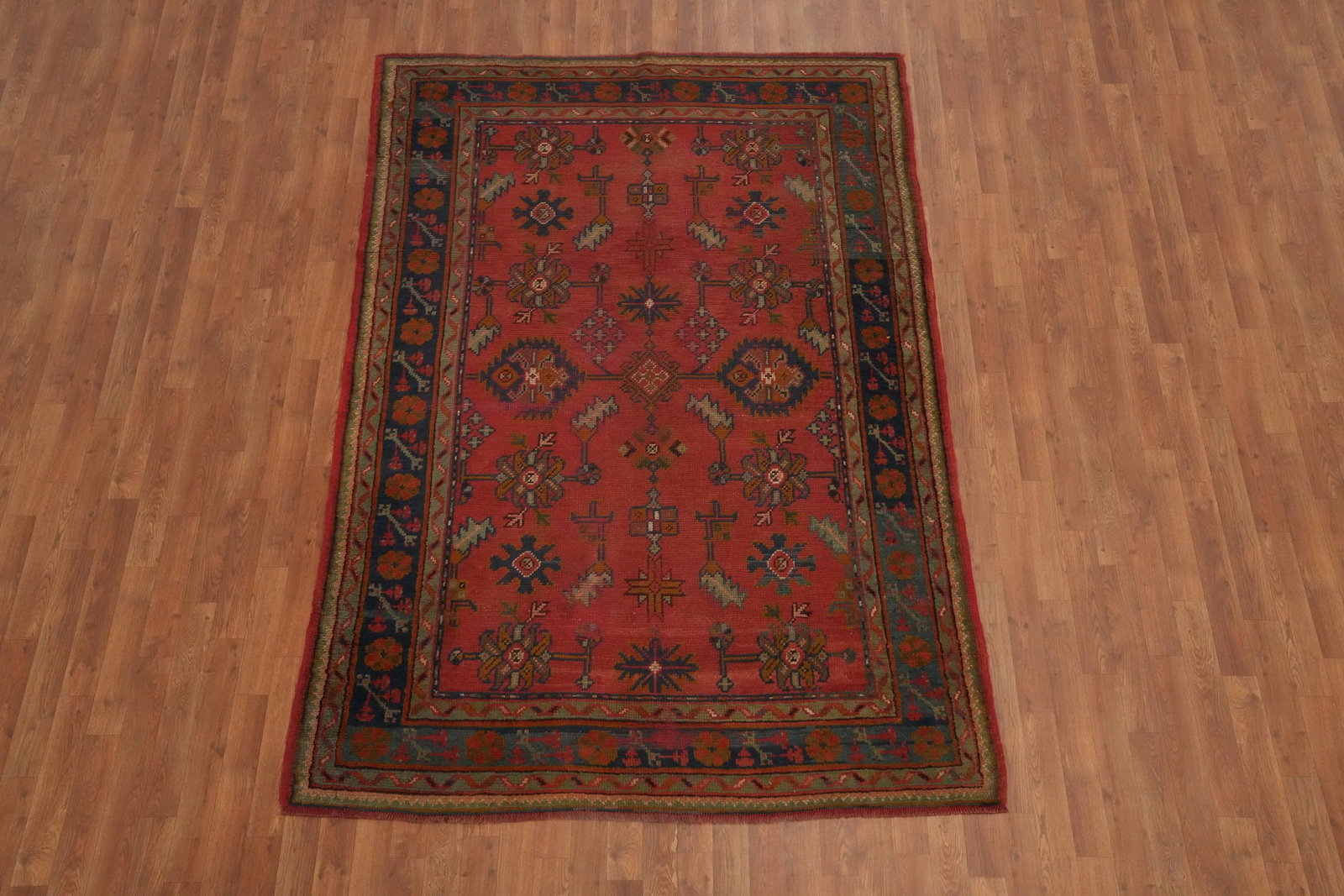 Pre-1900 Antique Oushak Vegetable Dye Area Rug 6x8 - 4