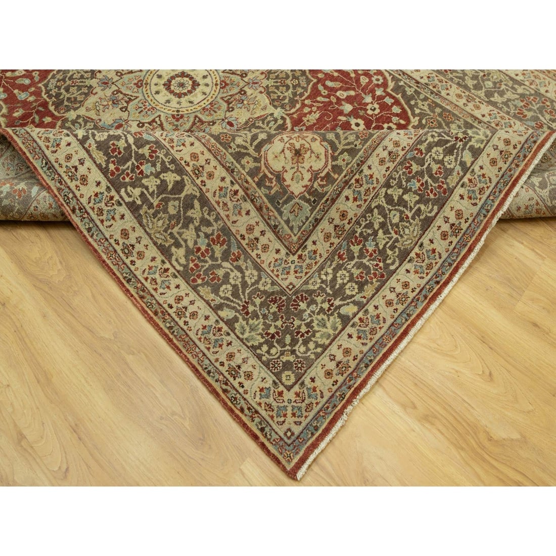 Caliente Red Antiqued Haji Jalili Design 100% Wool Hand Knotted Rug - 6