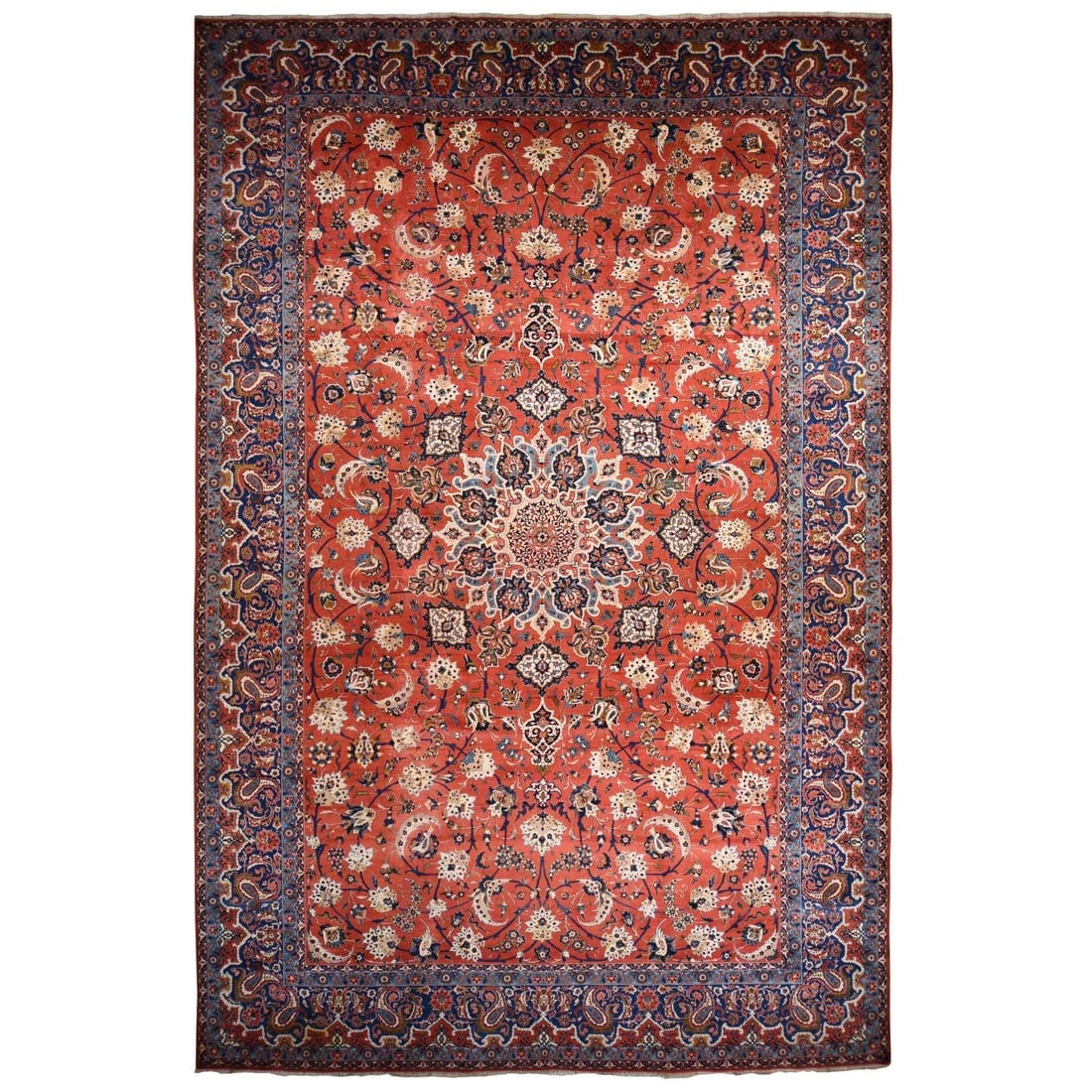 Red Vintage Persian Isfahan Classic Medallion Hand Knotted Wool Rug: Title: Red Vintage Persian Isfahan Classic Medallion Hand Knotted Wool Rug Description:This is a truly genuine one-of-a-kind. It has been Knotted for months and months in the centuries-old weaving cra