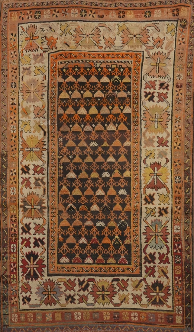 Pre-1900 Antique Caucasian Vegetable Dye Rug 4x6: Title: Pre-1900 Antique Caucasian Vegetable Dye Rug 4x6 Description:A Beautiful Genuine Russia Caucasian rug is Hand Knotted by skillful weavers in Russia with