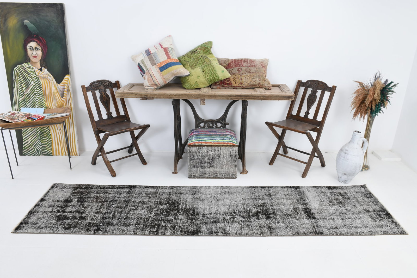 2'2'' x 9'4'' Handmade Vintage Wool Rug - 7051 - 4