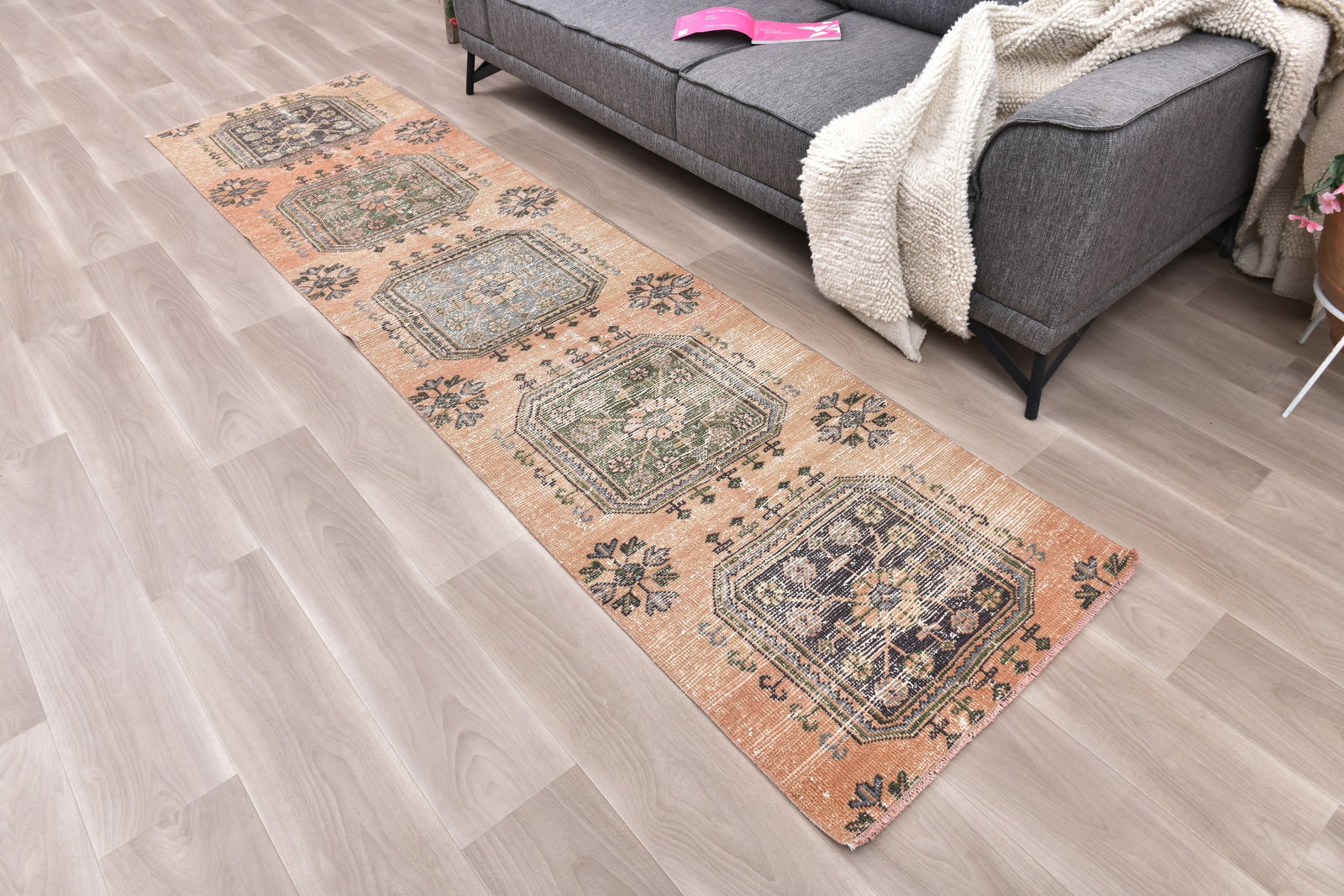 2'6'' x 9'10'' Turkish Vintage Runner Rug - 242365 - 2