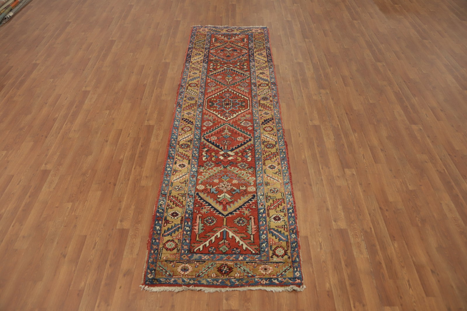 Antique Vegetable Dye Heriz Serapi Persian Runner Rug 3x10 - 2