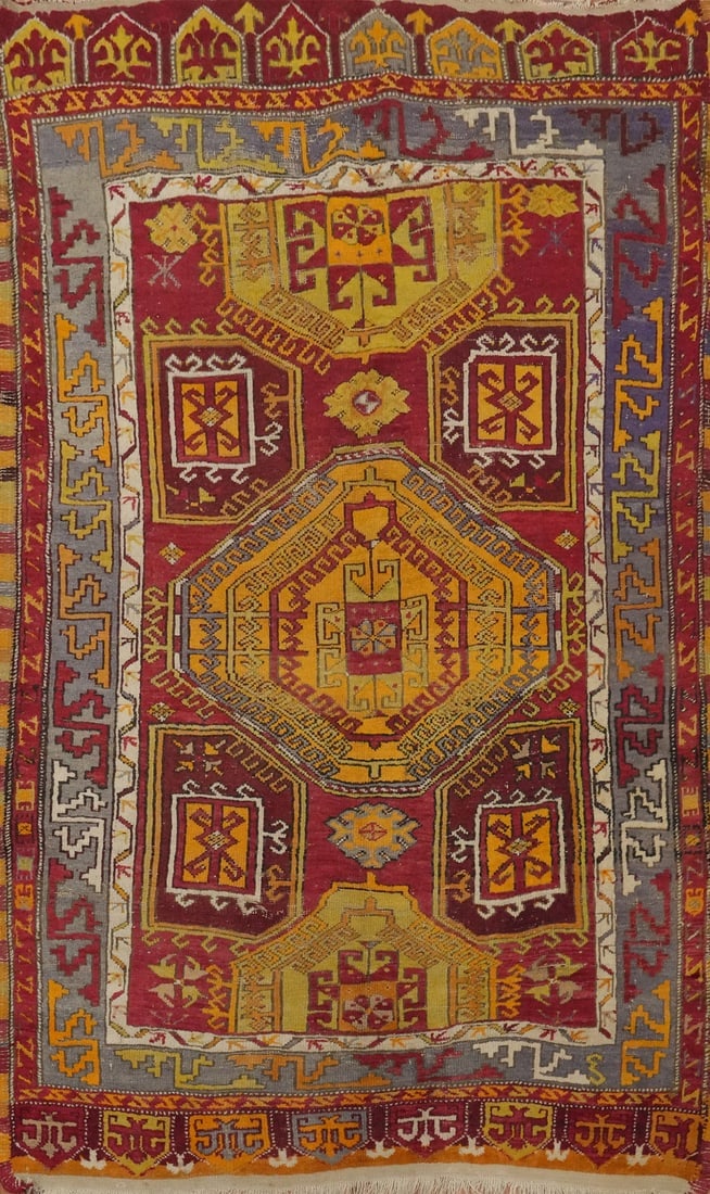 Antique Geometric Anatolian Turkish Rug 4x6 (1 of 17)