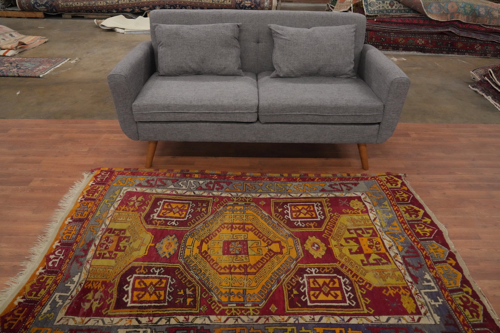 Antique Geometric Anatolian Turkish Rug 4x6 - 3