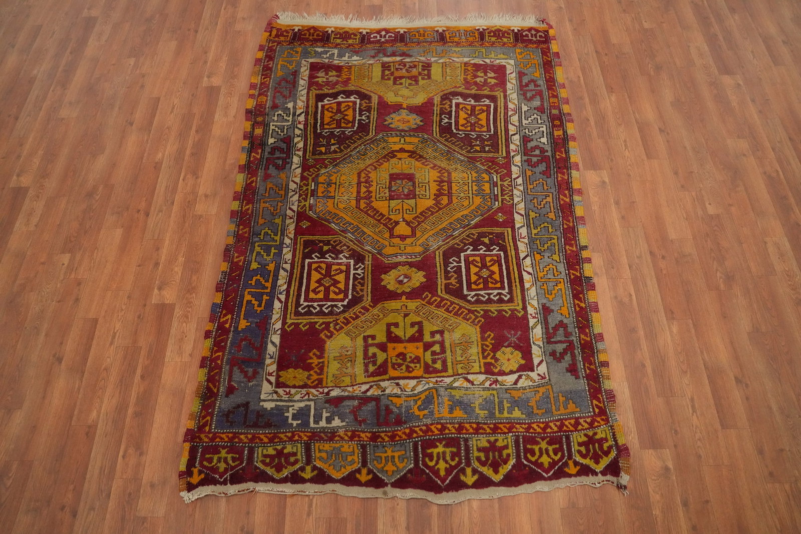Antique Geometric Anatolian Turkish Rug 4x6 - 4