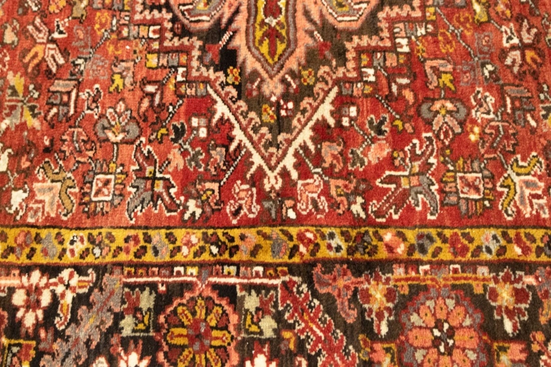 Vintage Red Geometric 11X15 Heriz Persian Rug - 9