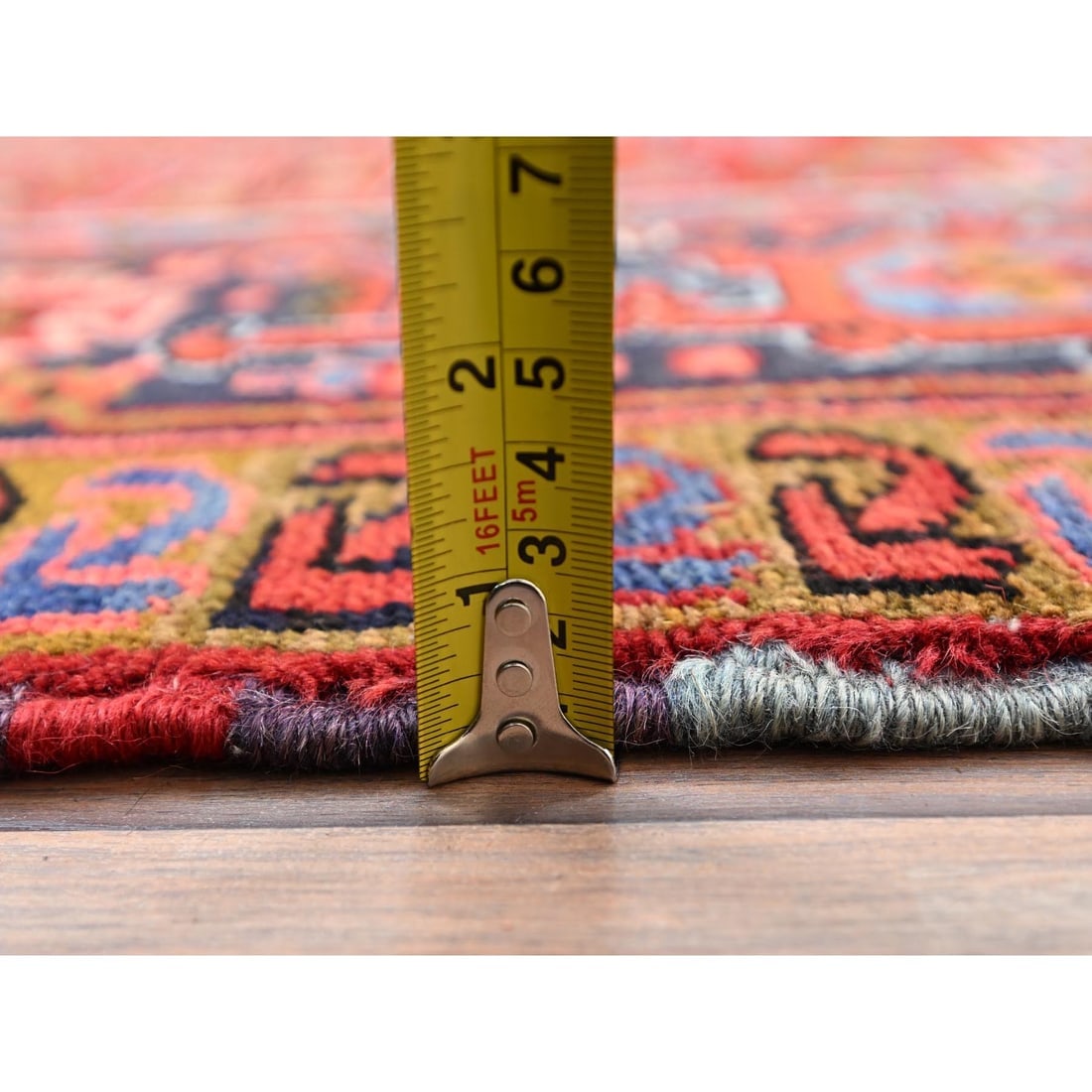 Barn Red, Vintage Persian Heriz Pure Wool Hand Knotted Oriental Rug - 10