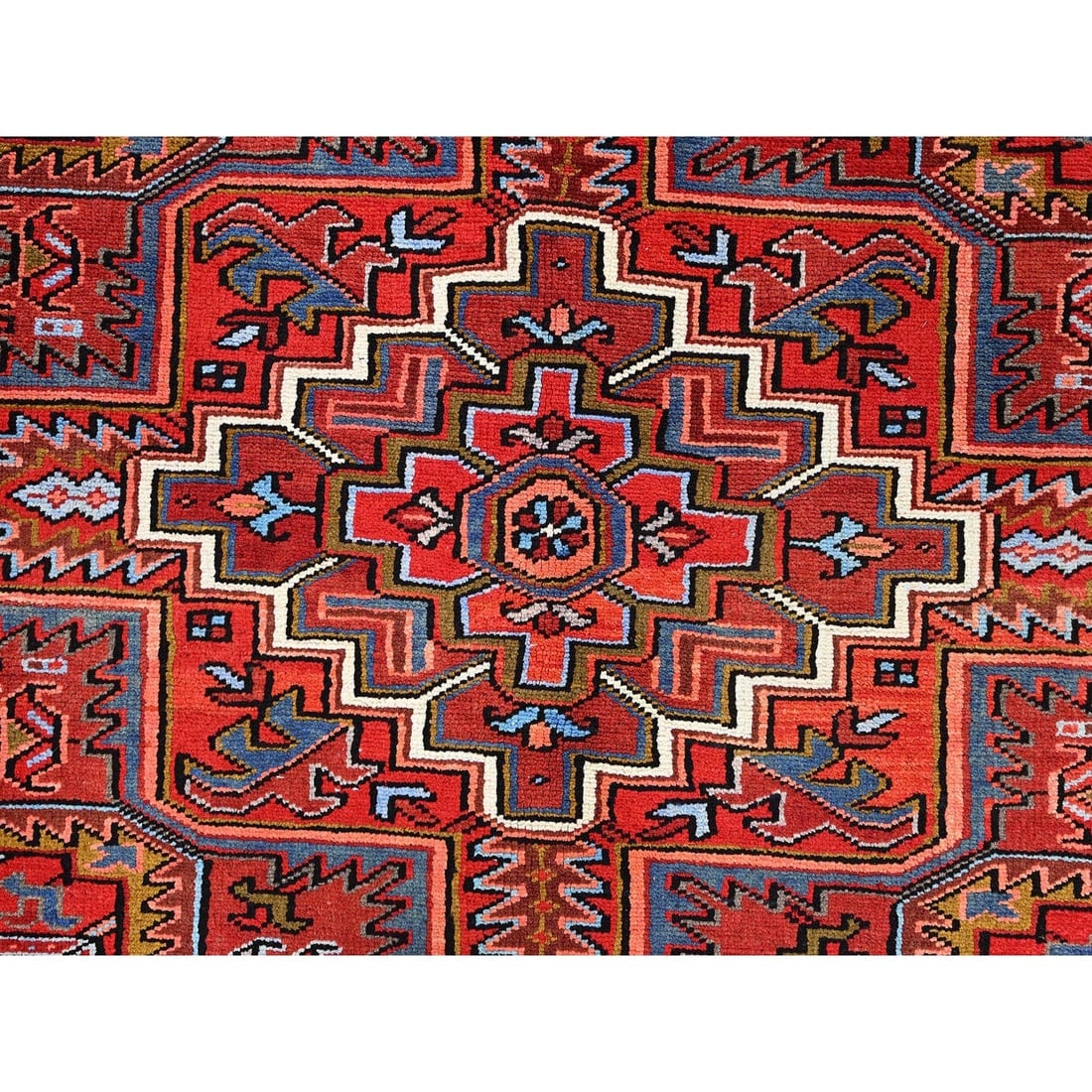 Barn Red, Vintage Persian Heriz Pure Wool Hand Knotted Oriental Rug - 8