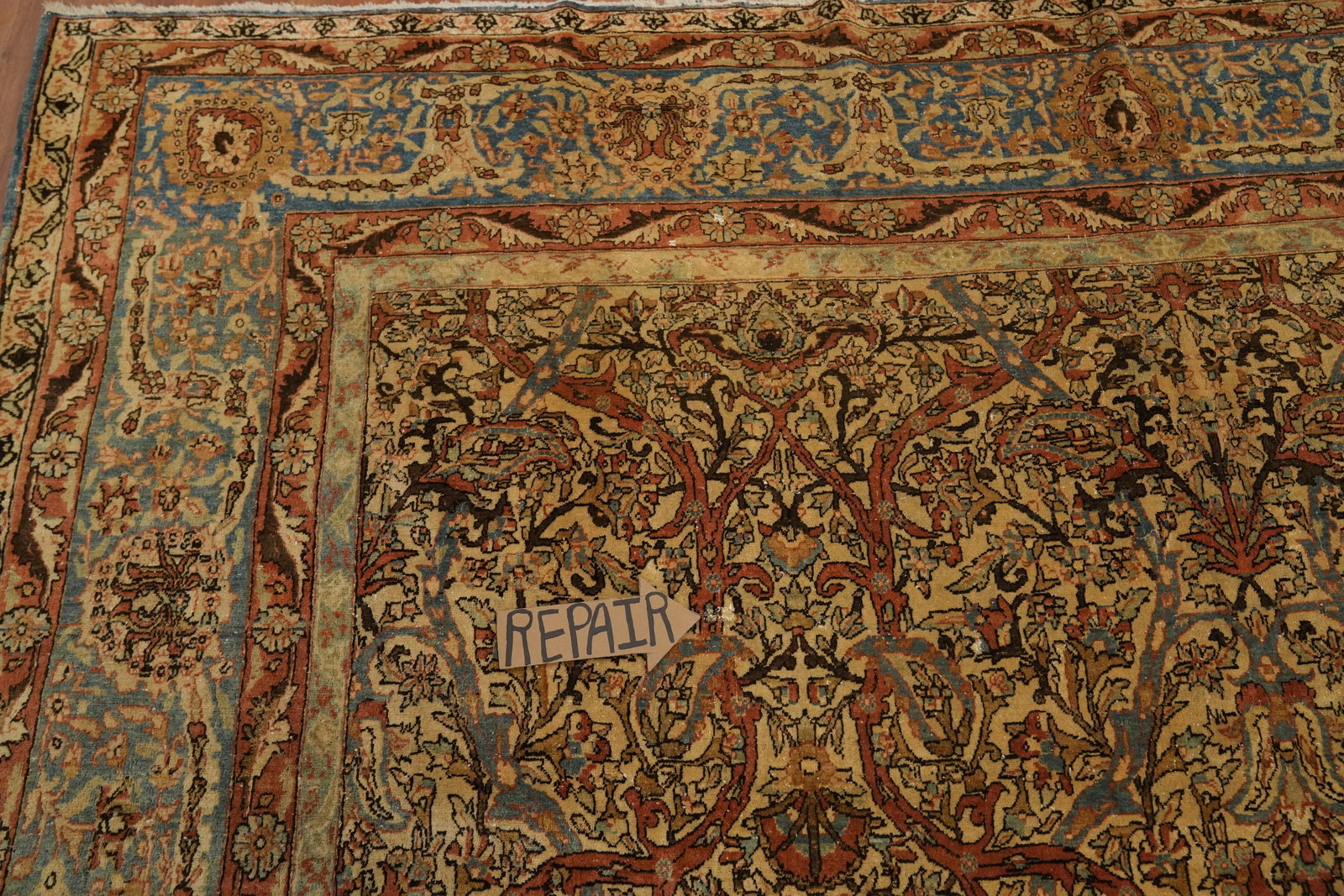 Antique Tabriz Persian Area Rug 10x13 - 9