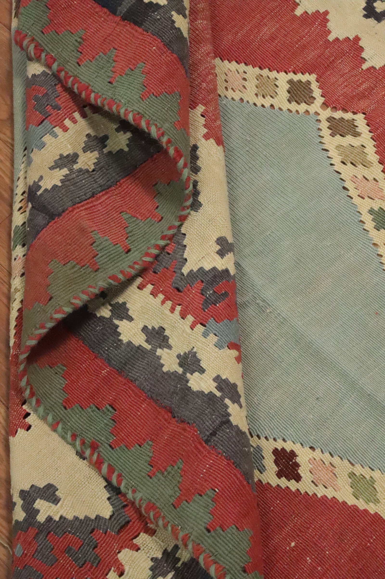 Antique Vegetable Dye Kilim Qashqai Persian Runner Rug 3x19 - 10