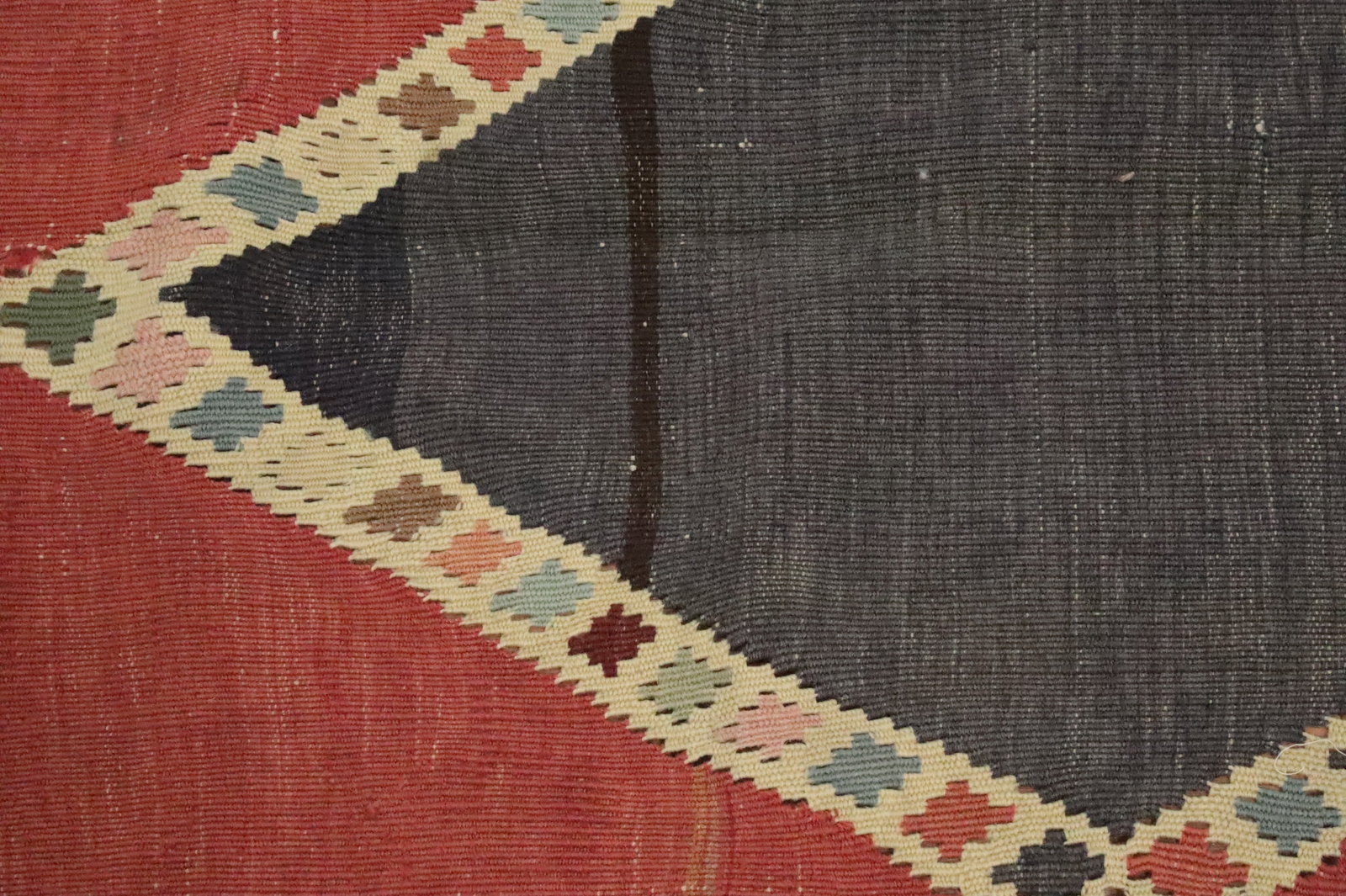 Antique Vegetable Dye Kilim Qashqai Persian Runner Rug 3x19 - 13