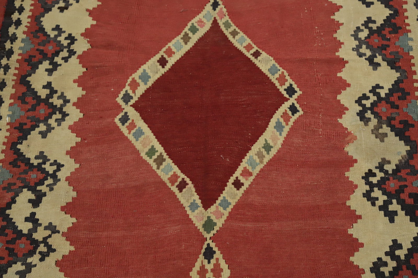 Antique Vegetable Dye Kilim Qashqai Persian Runner Rug 3x19 - 5