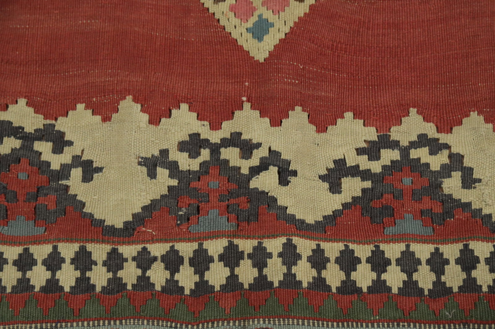 Antique Vegetable Dye Kilim Qashqai Persian Runner Rug 3x19 - 6