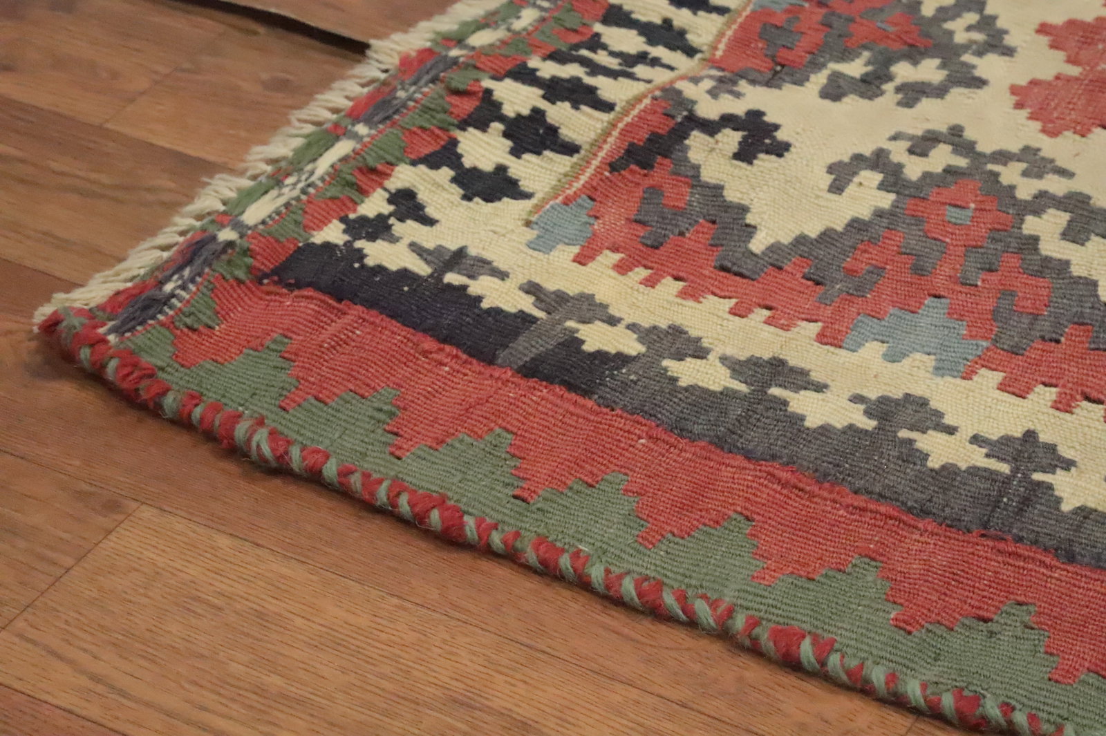 Antique Vegetable Dye Kilim Qashqai Persian Runner Rug 3x19 - 9