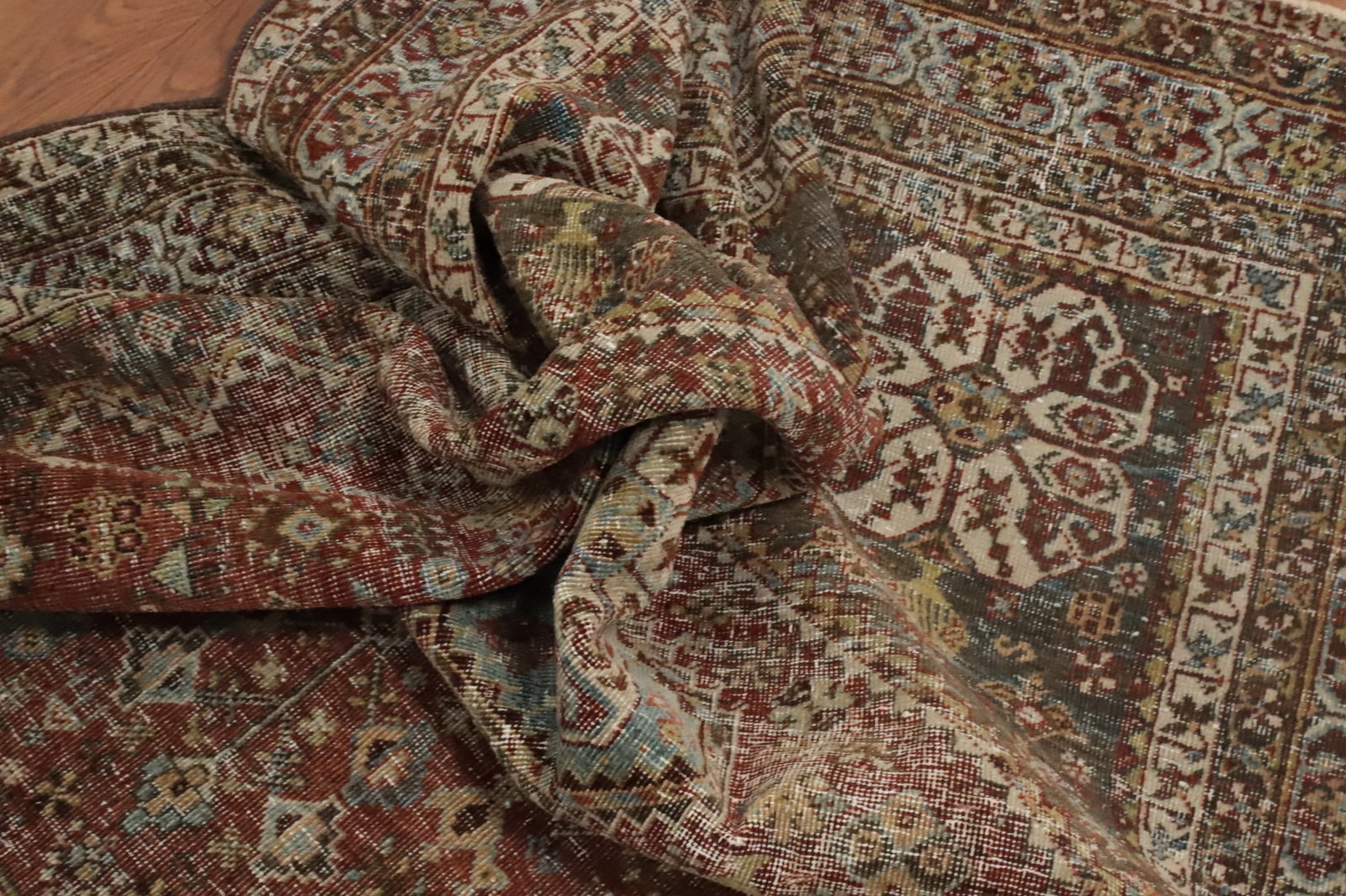 Antique Vegetable Dye Abadeh Nafar Persian Rug 4x7 - 13