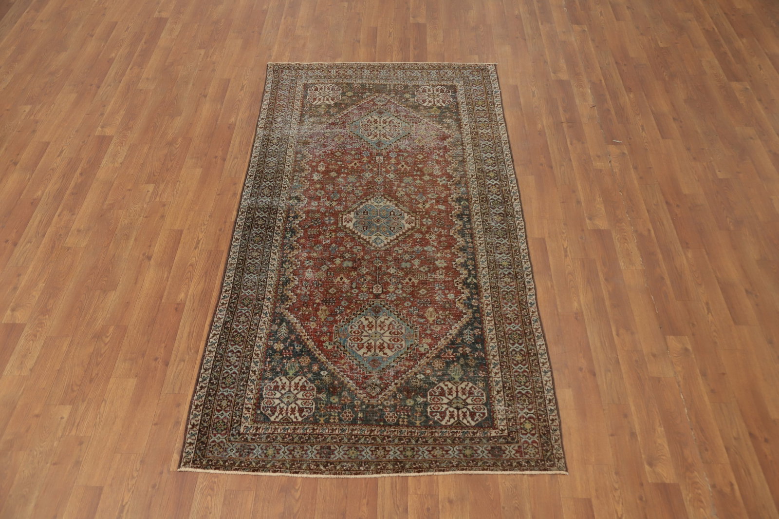 Antique Vegetable Dye Abadeh Nafar Persian Rug 4x7 - 2