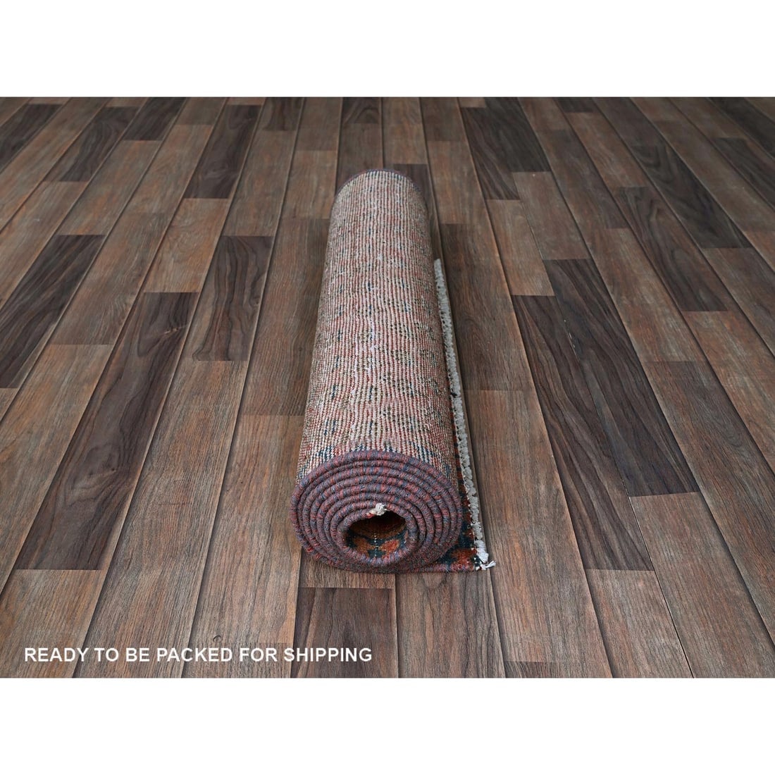 Blush Red Vintage Persian Tabriz Hand Knotted Wool Runner Oriental Rug - 5