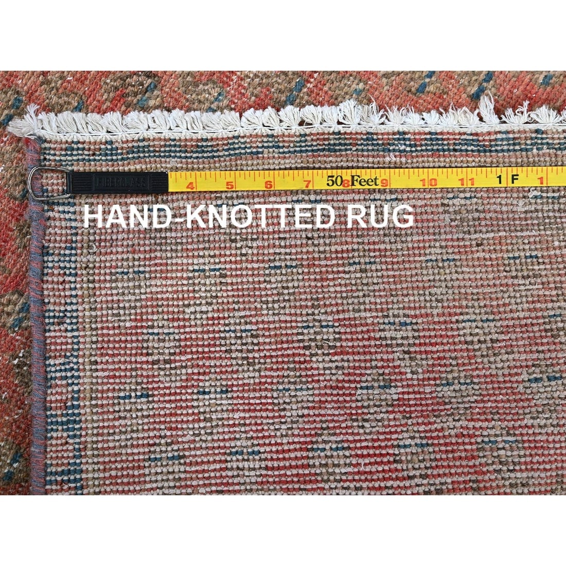 Blush Red Vintage Persian Tabriz Hand Knotted Wool Runner Oriental Rug - 7