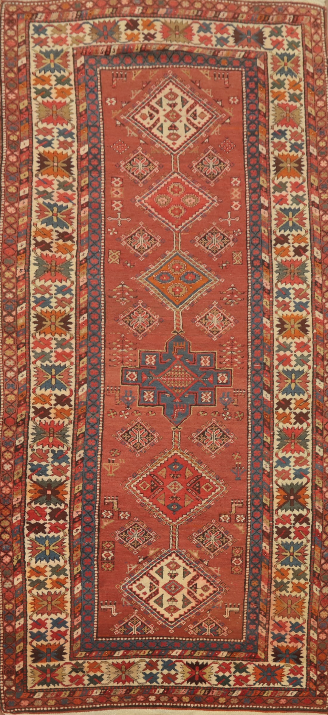 Antique Vegetable Dye Heriz Serapi Persian Runner Rug 4x10 (1 of 19)