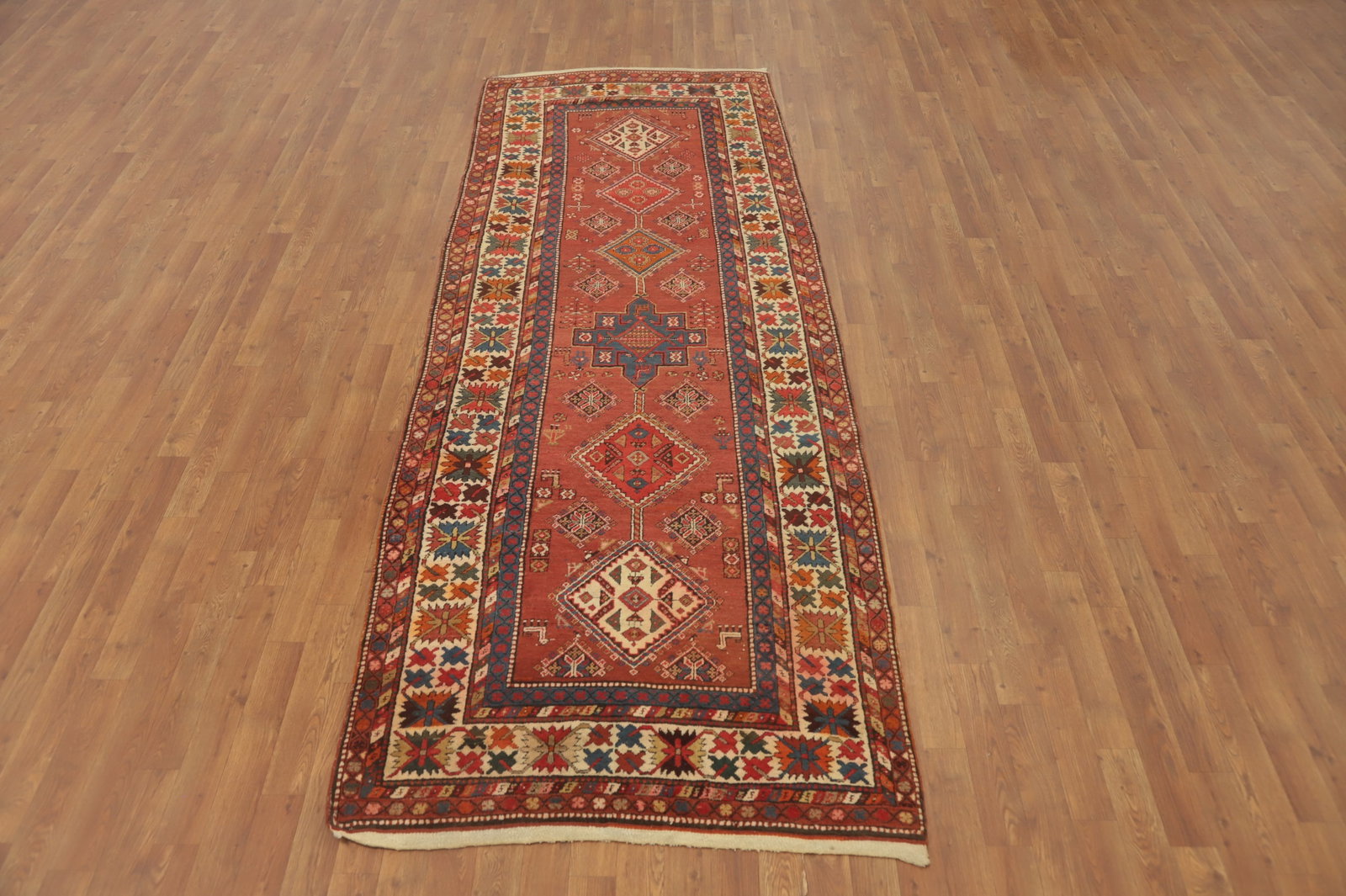 Antique Vegetable Dye Heriz Serapi Persian Runner Rug 4x10 - 2