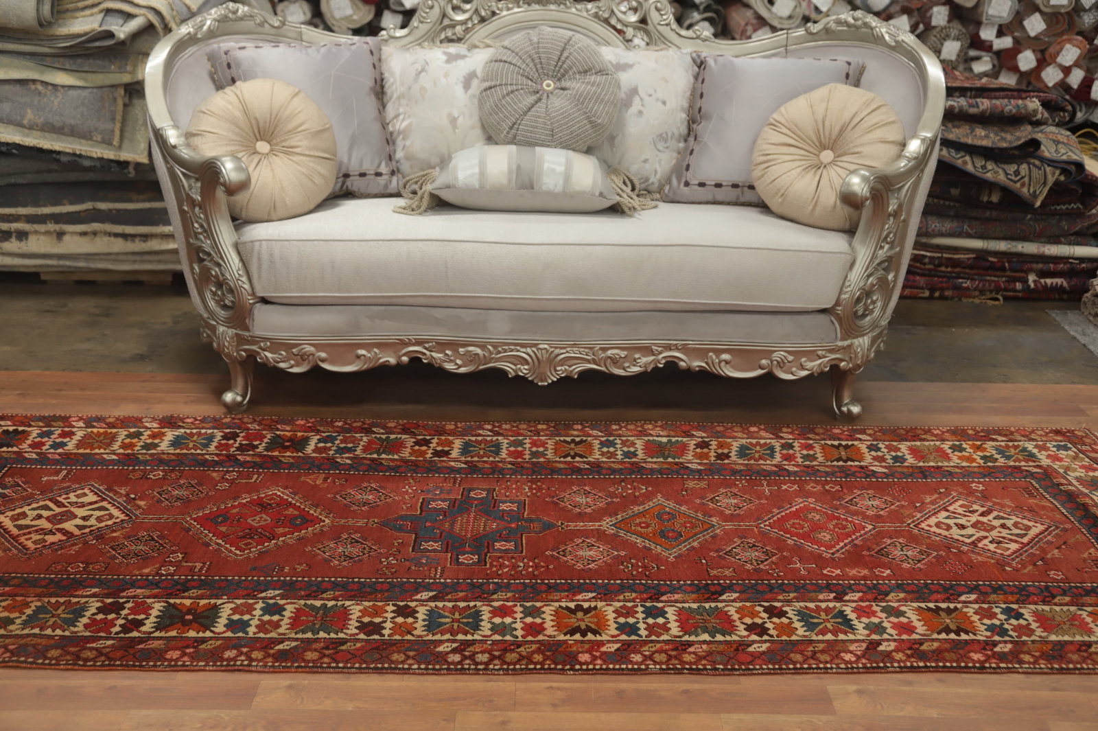 Antique Vegetable Dye Heriz Serapi Persian Runner Rug 4x10 - 3