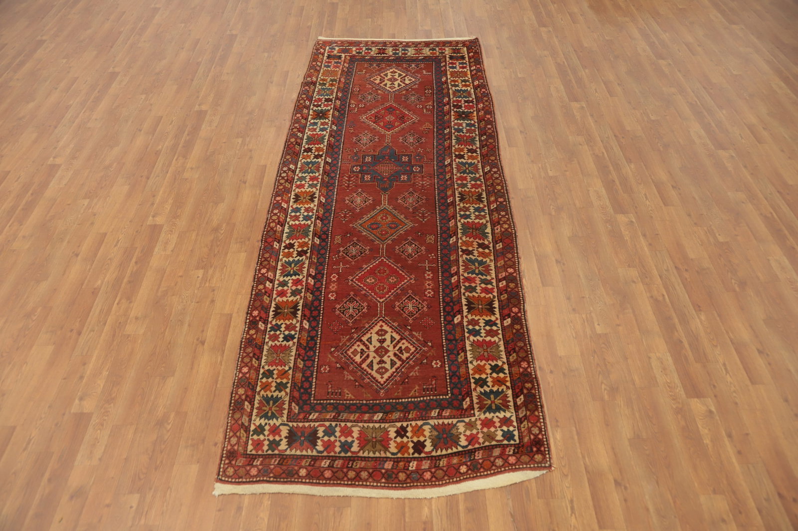 Antique Vegetable Dye Heriz Serapi Persian Runner Rug 4x10 - 4