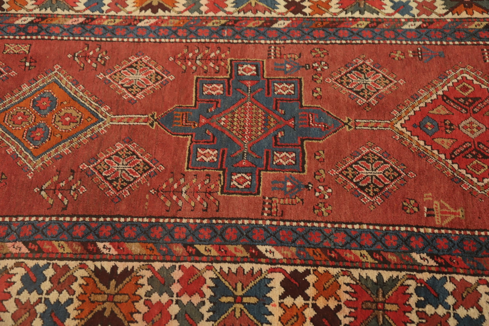 Antique Vegetable Dye Heriz Serapi Persian Runner Rug 4x10 - 5