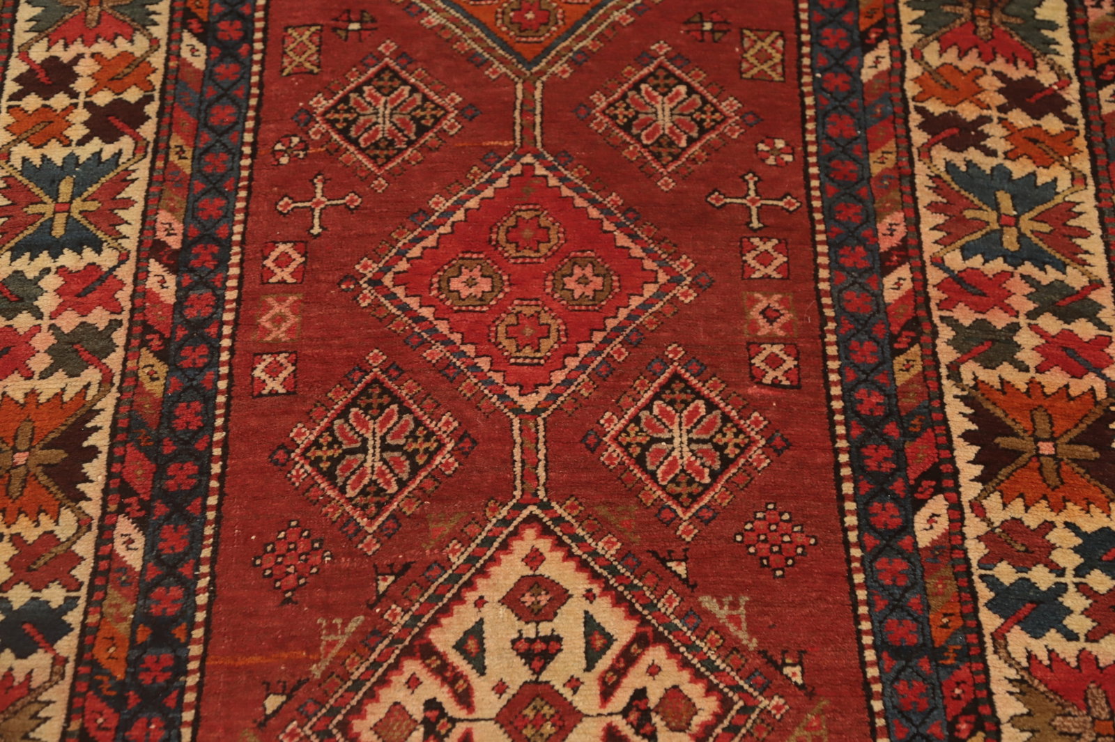 Antique Vegetable Dye Heriz Serapi Persian Runner Rug 4x10 - 6