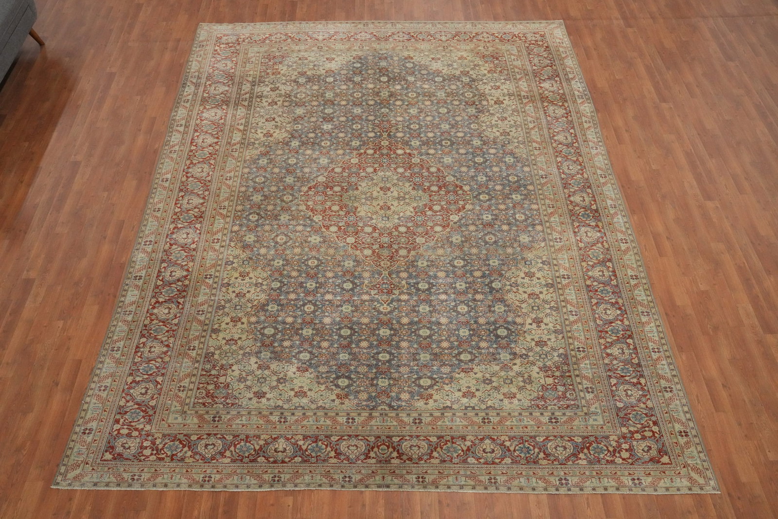 Antique Vegetable Dye Tabriz Persian Area Rug 10x13 - 4
