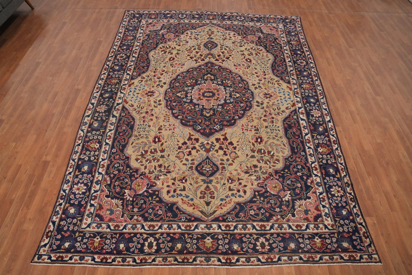 Antique Vegetable Dye Mashad Persian Area Rug 9x12 - 2