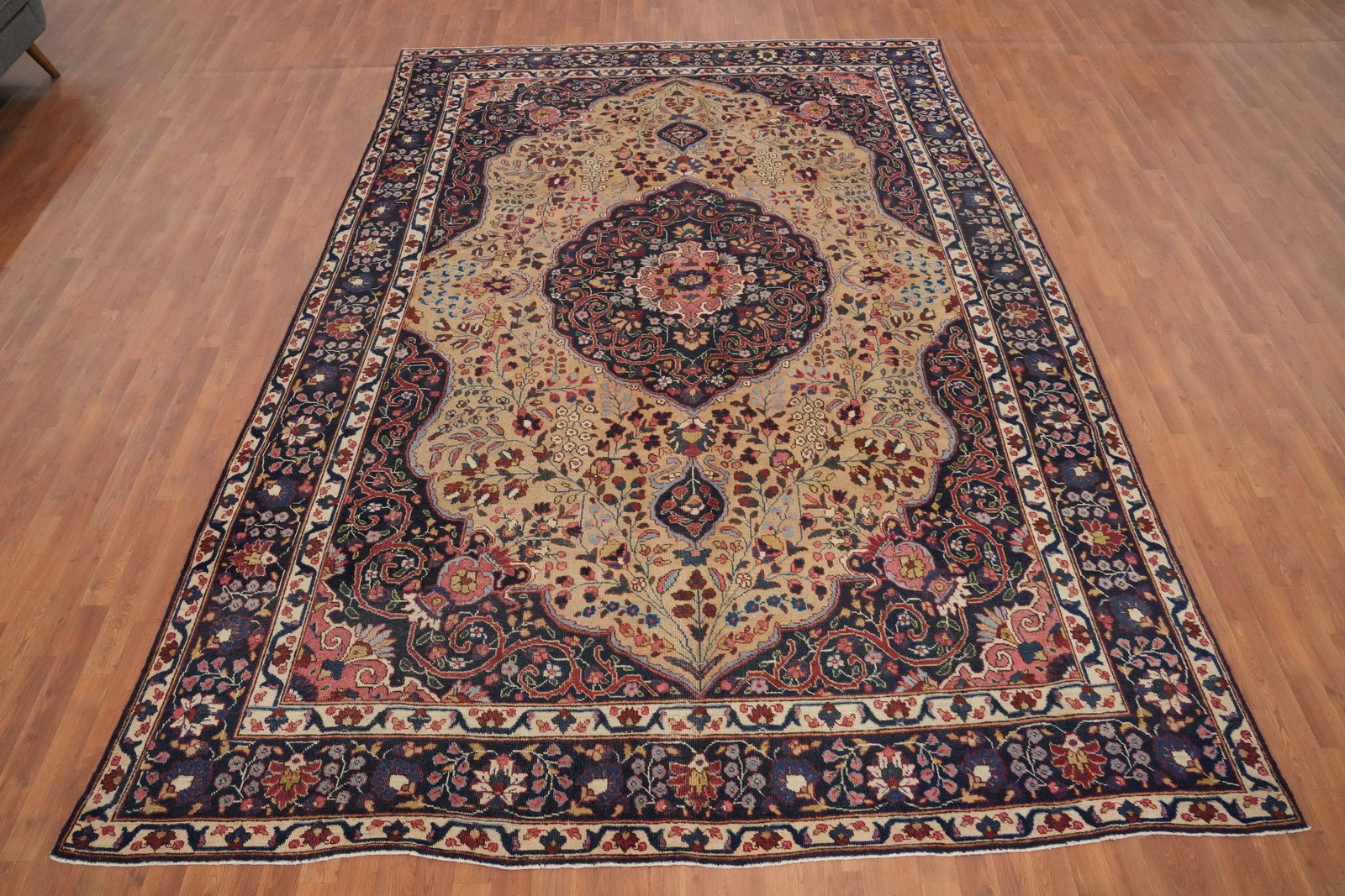 Antique Vegetable Dye Mashad Persian Area Rug 9x12 - 4