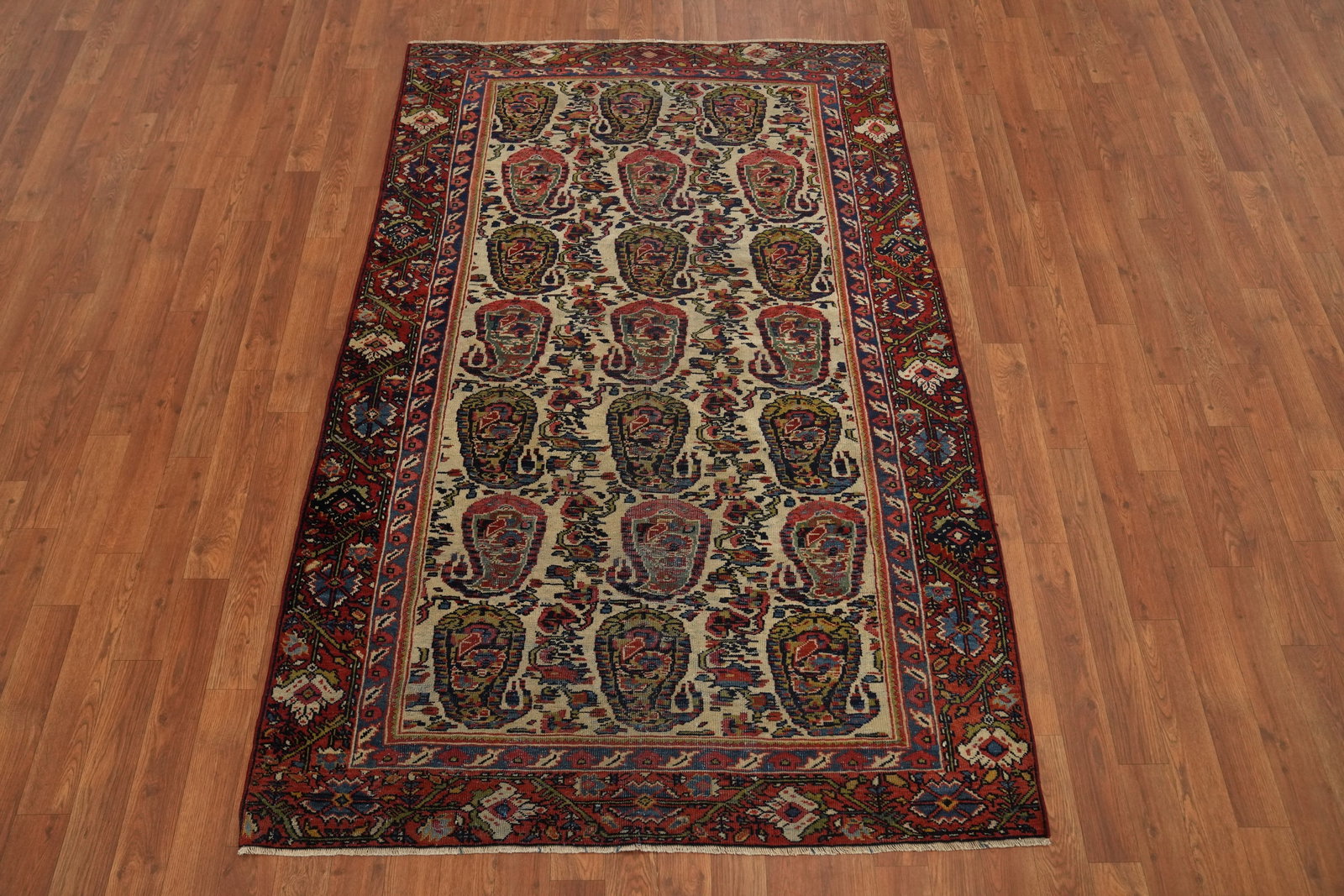 Pre-1900 Antique Sultanabad Vegetable Dye Persian Rug 4x6 - 2