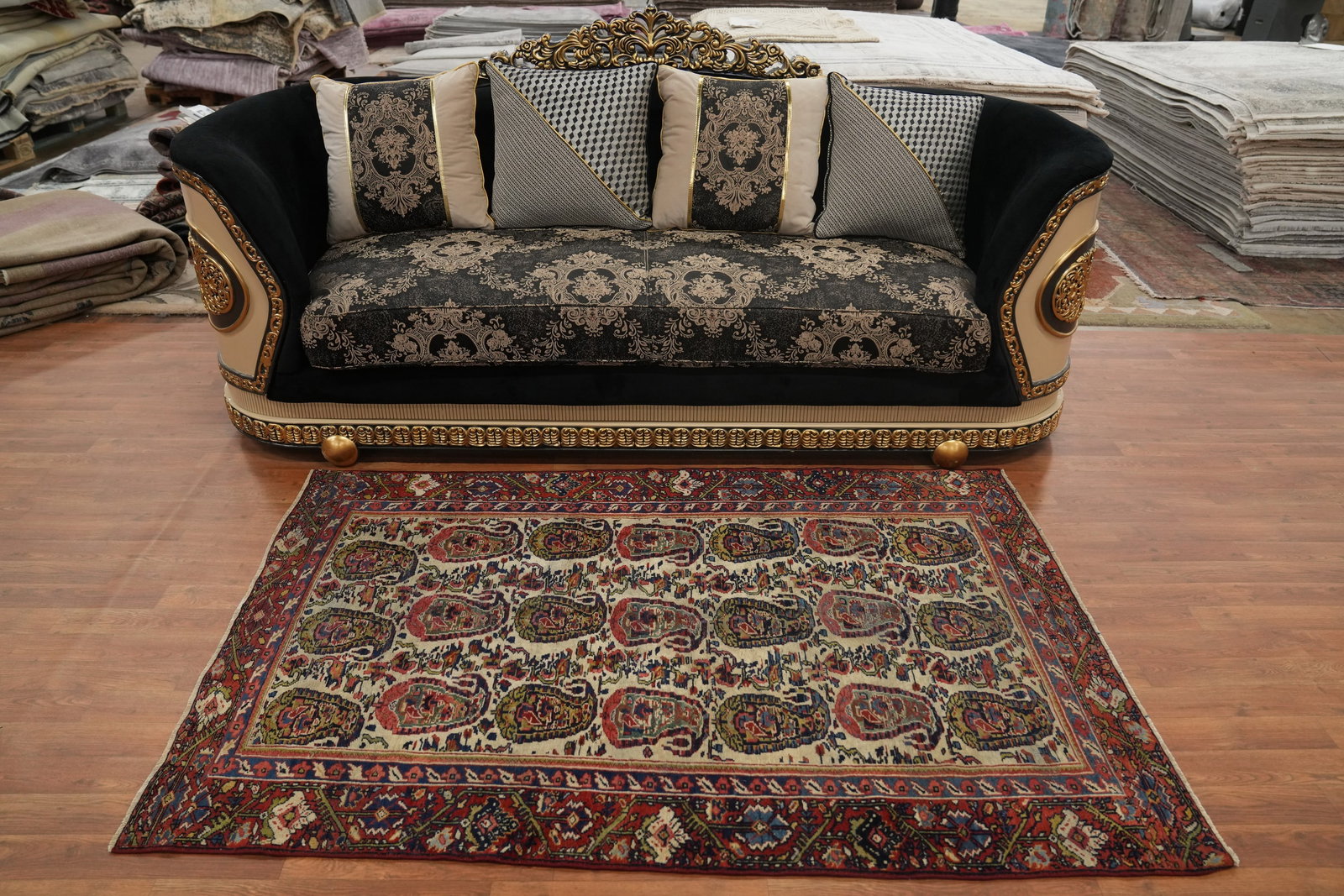 Pre-1900 Antique Sultanabad Vegetable Dye Persian Rug 4x6 - 3