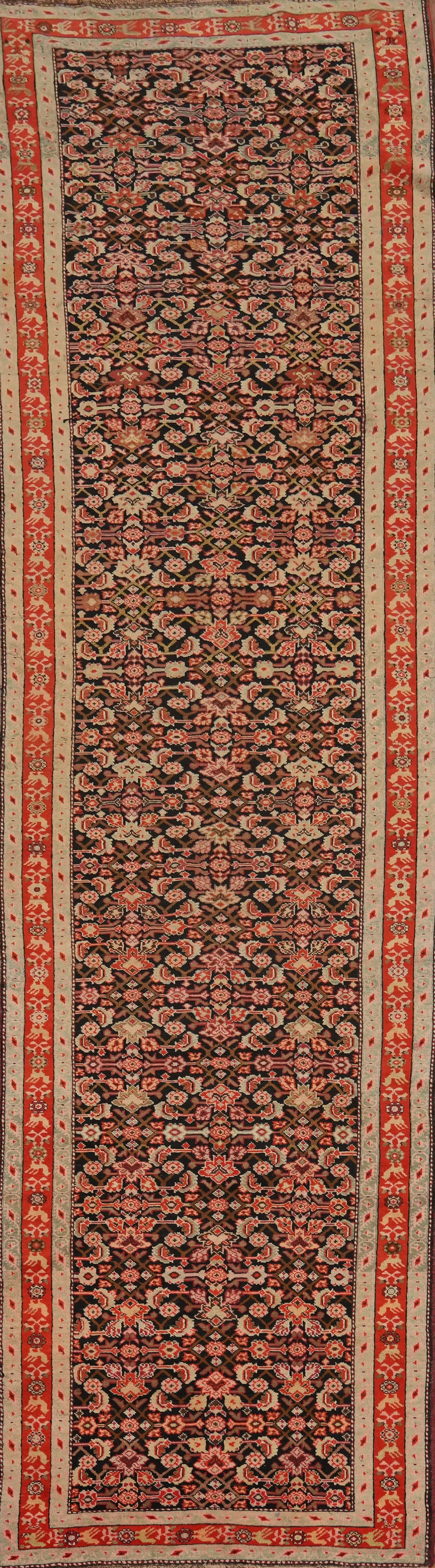 Antique Karabagh Vegetable Dye Runner Rug 4x16: Title: Antique Karabagh Vegetable Dye Runner Rug 4x16 Description:A Beautiful Genuine Russia Karabagh rug is Hand Knotted by skillful weavers in Russia with