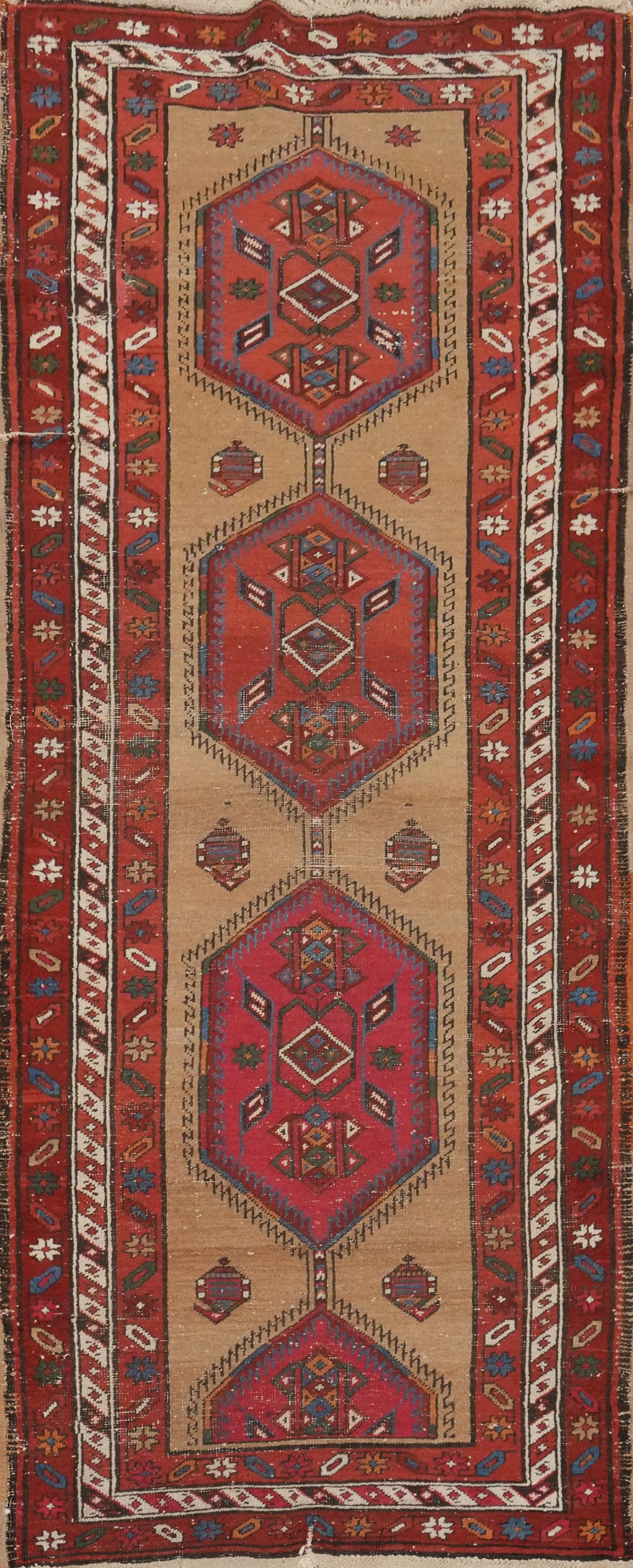 Antique Vegetable Dye Sarab Persian Runner Rug 3x9 (1 of 20)