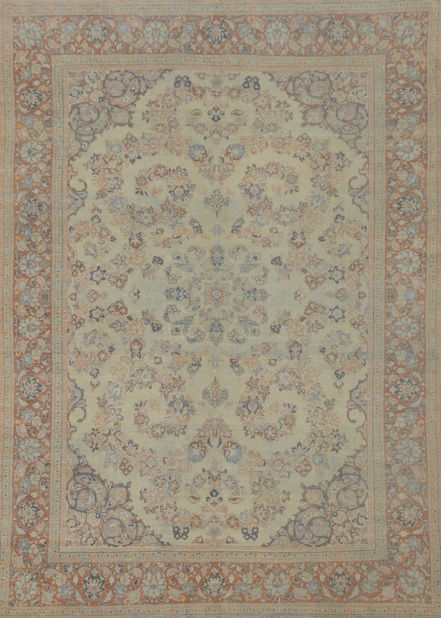 Antique Vegetable Dye Mahal Persian Area Rug 10x13: Title: Antique Vegetable Dye Mahal Persian Area Rug 10x13 Description:A Beautiful Genuine Iran ( Persia ) Mahal rug is Hand Knotted by skillful weavers in Iran ( Persia ) with 100% Wool Material.